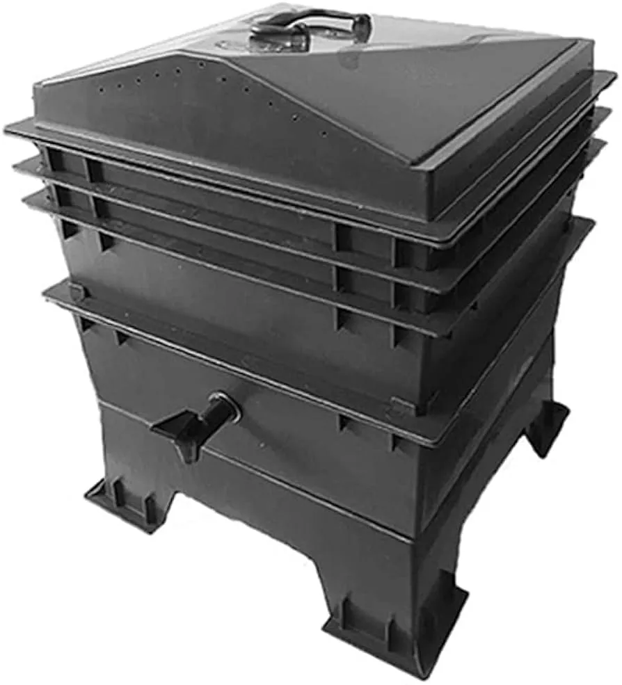 4-Tray Worm Composter, 50 L Worm Compost Bin  Sustainable - W: 40 cm L: 40 cm H: 43 cm 4-Tray - Outdoor & Indoor