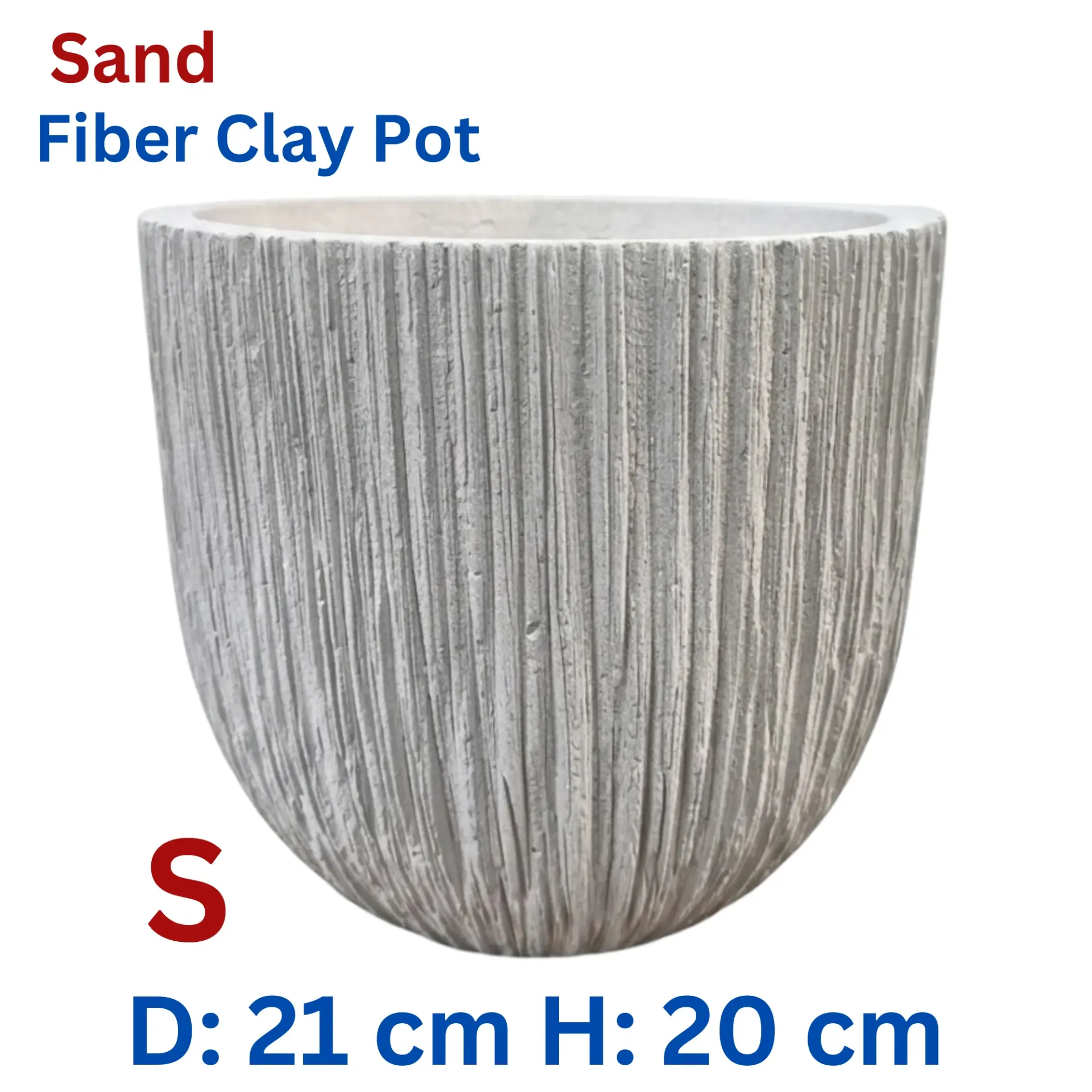 Urban - Beige Sand - Line Fiber Clay Circular Pot - H: 20 cm D: 21 cm