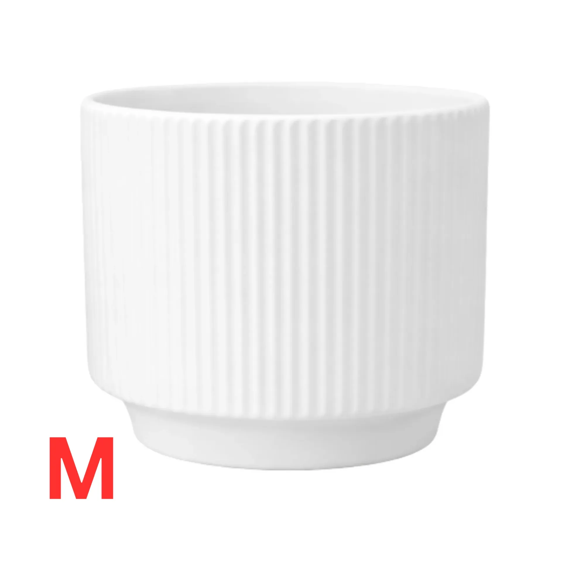 Ribora White Ceramic Circular Pot - H: 12 cm D: 14 cm