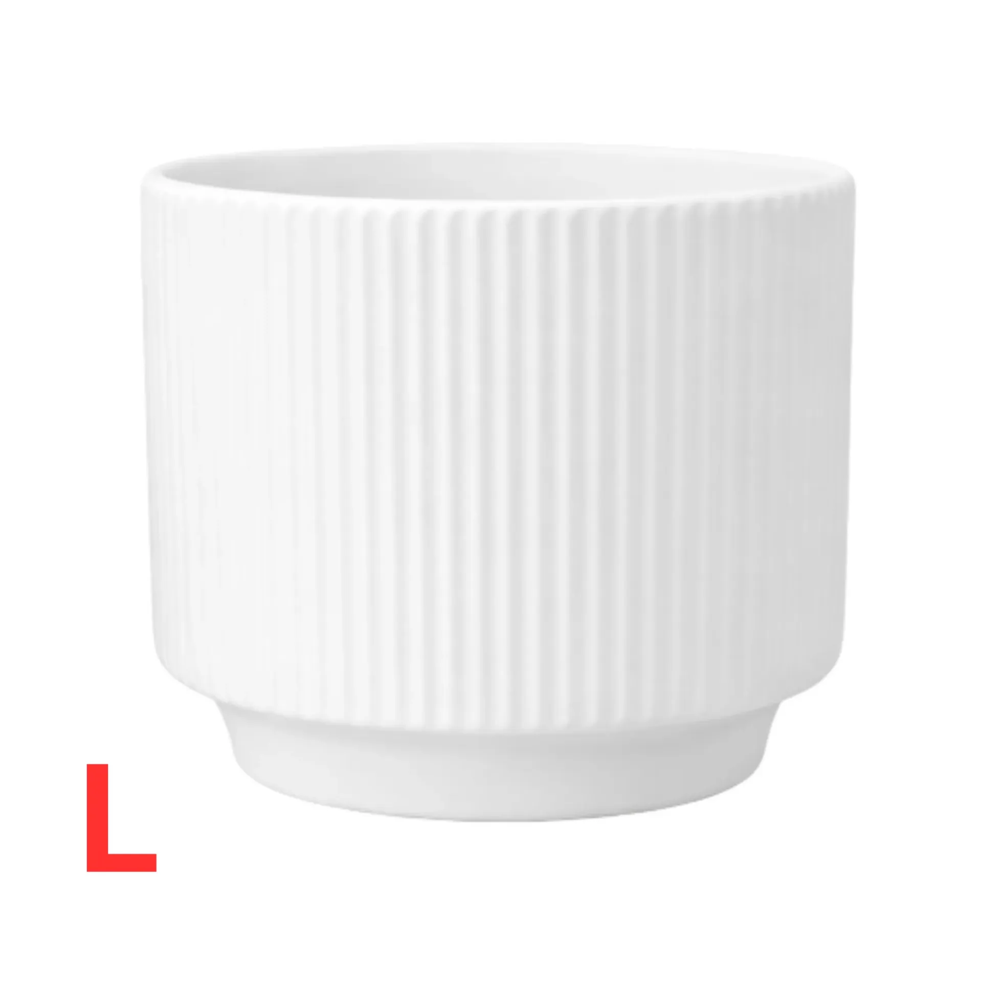 Ribora White Ceramic Circular Pot - H: 15 cm D: 17 cm