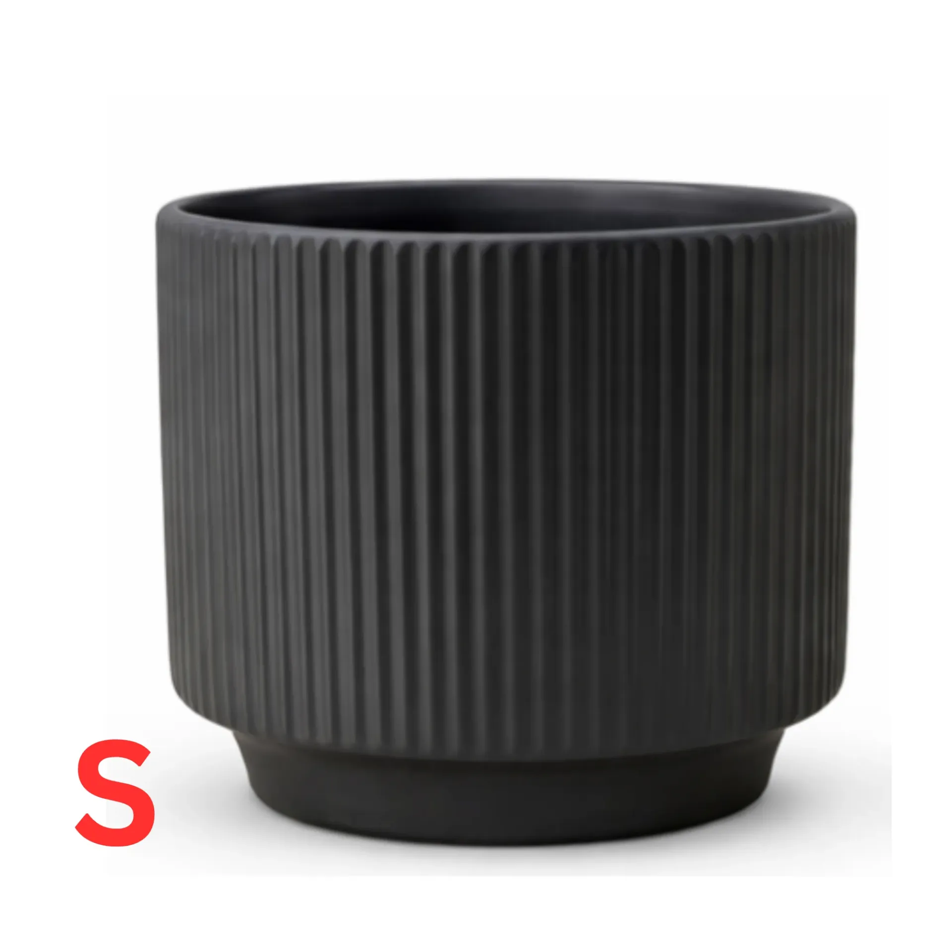 Ribora Black Ceramic Circular Pot - H: 10 cm D: 12 cm