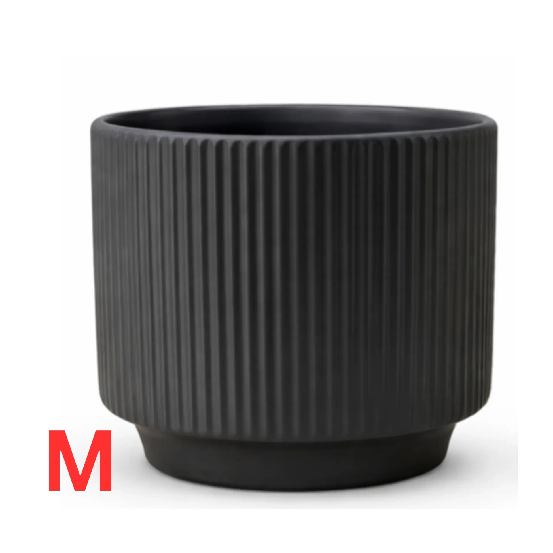 Ribora Black Ceramic Circular Pot - H: 13 cm D: 15 cm