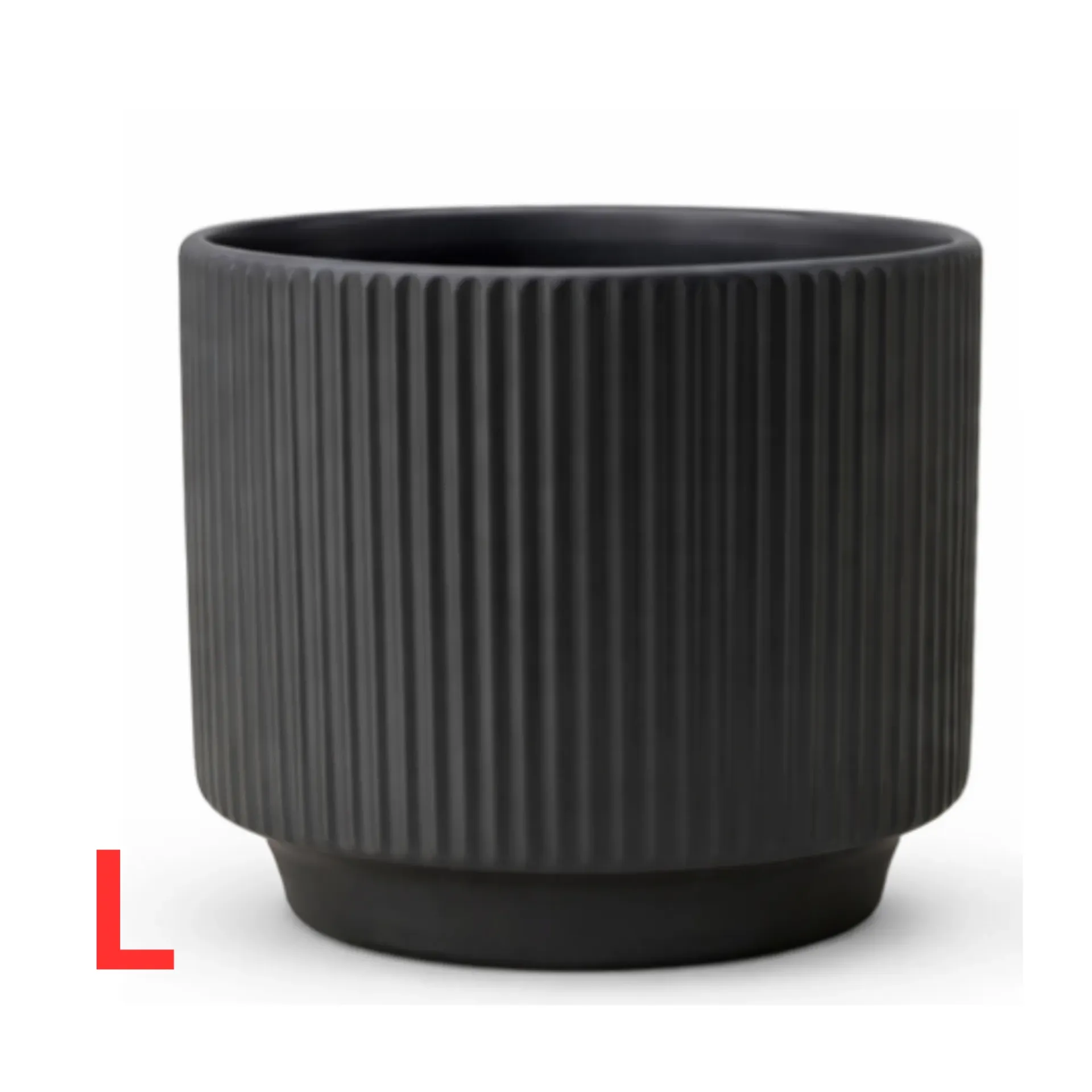 Ribora Black Ceramic Circular Pot - H: 15 cm D: 18 cm
