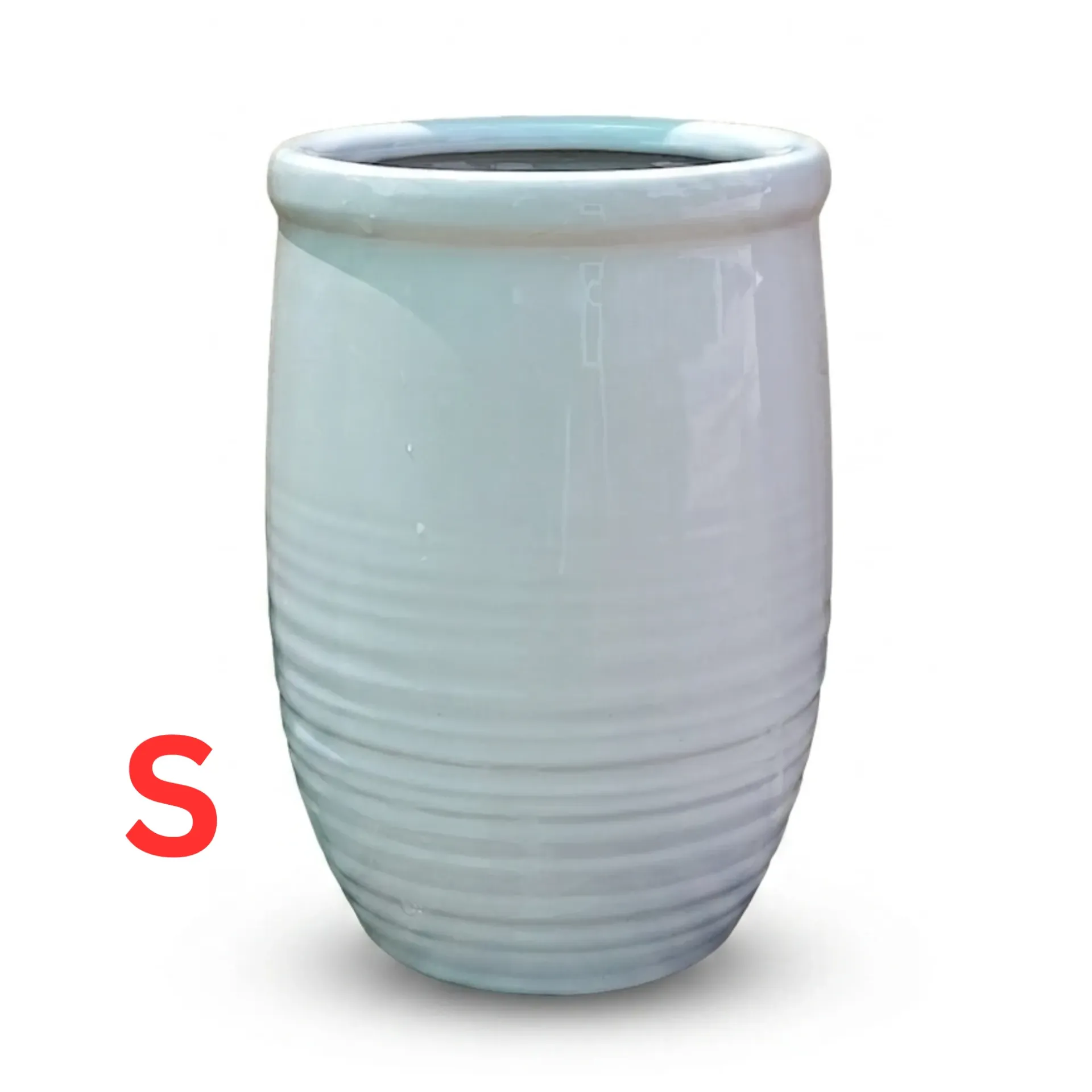 Celeste - White U Shape Ceramic - Circular Avenue - Pot - H: 27 cm D: 18 cm