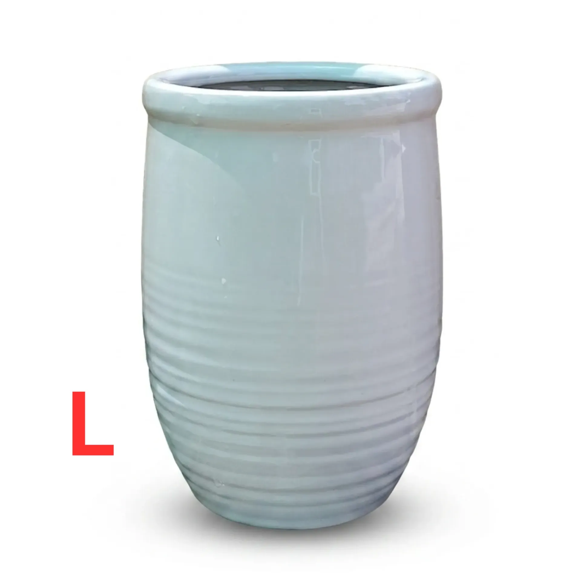 [PO-AVENU-01835-L] Celeste - White U Shape Ceramic - Circular Avenue - Pot - H: 43 cm D: 32 cm