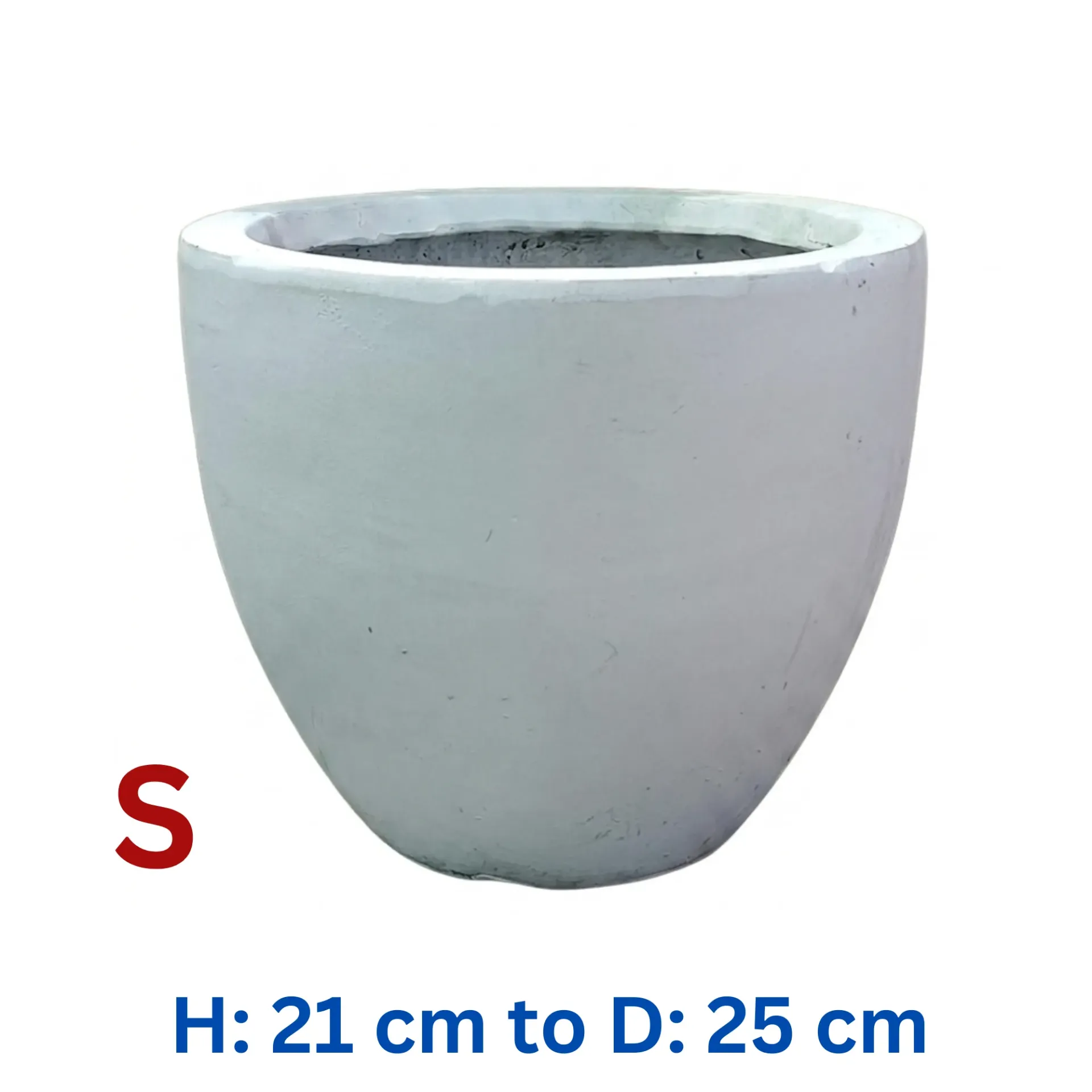Mayfair - Smooth off White Fiber clay Circular Pot - D: 25 cm H: 21 cm