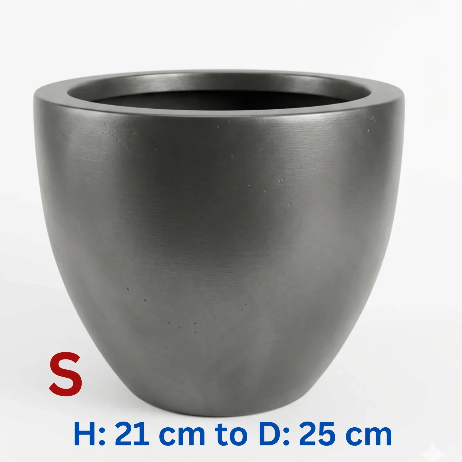Mayfair - Smooth Lead Grey - Fiber clay Circular Pot - D: 25 cm H: 21 cm