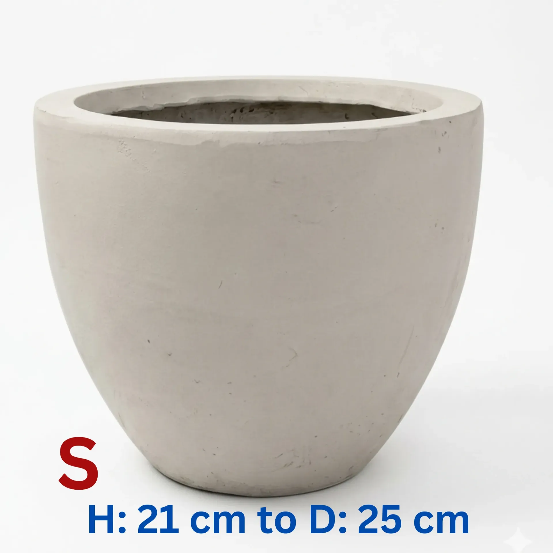 Mayfair - Smooth Lite Grey - Fiber clay Circular Pot - D: 25 cm H: 21 cm