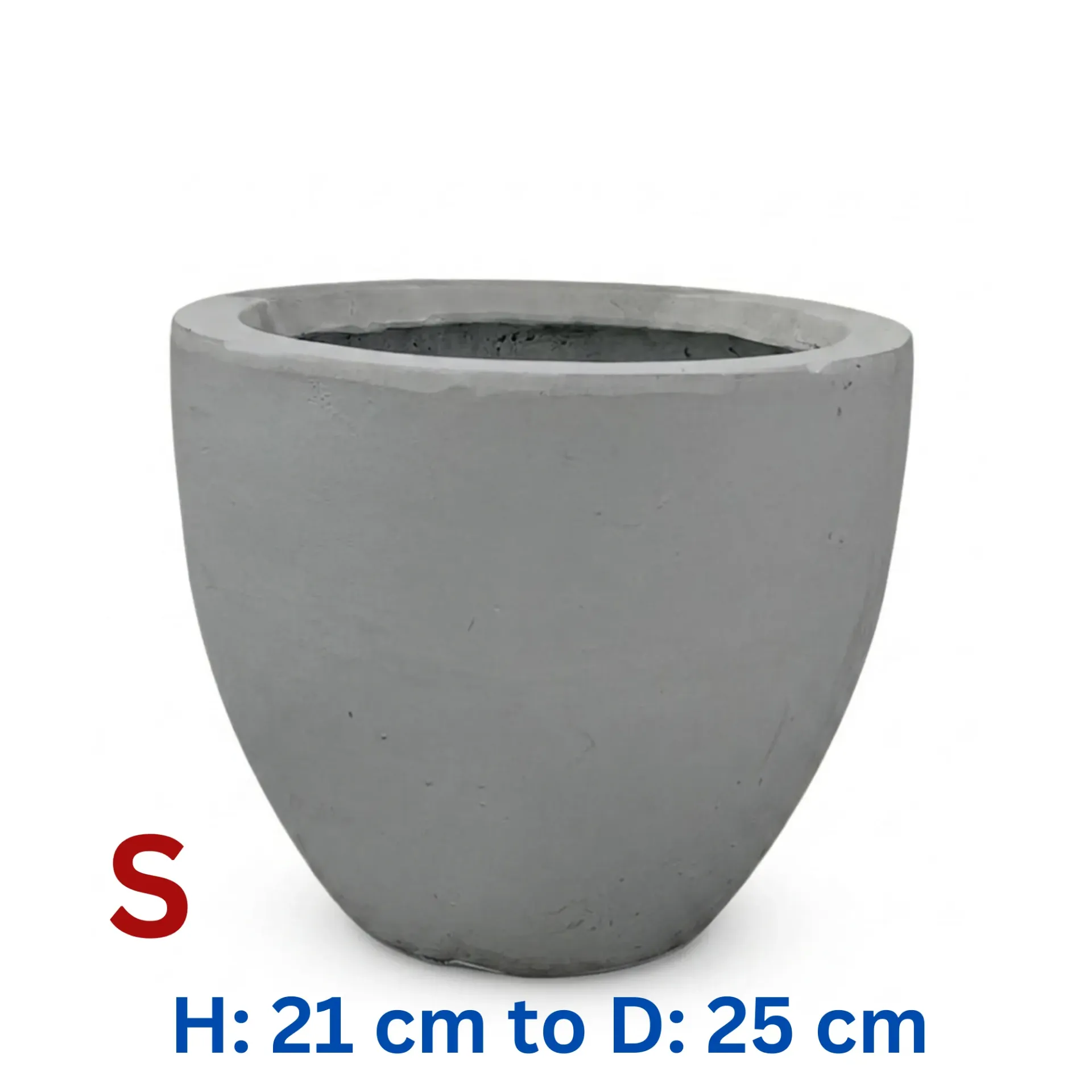 Mayfair - Smooth Grey - Fiber Clay Circular Pot - D: 25 cm H: 21 cm