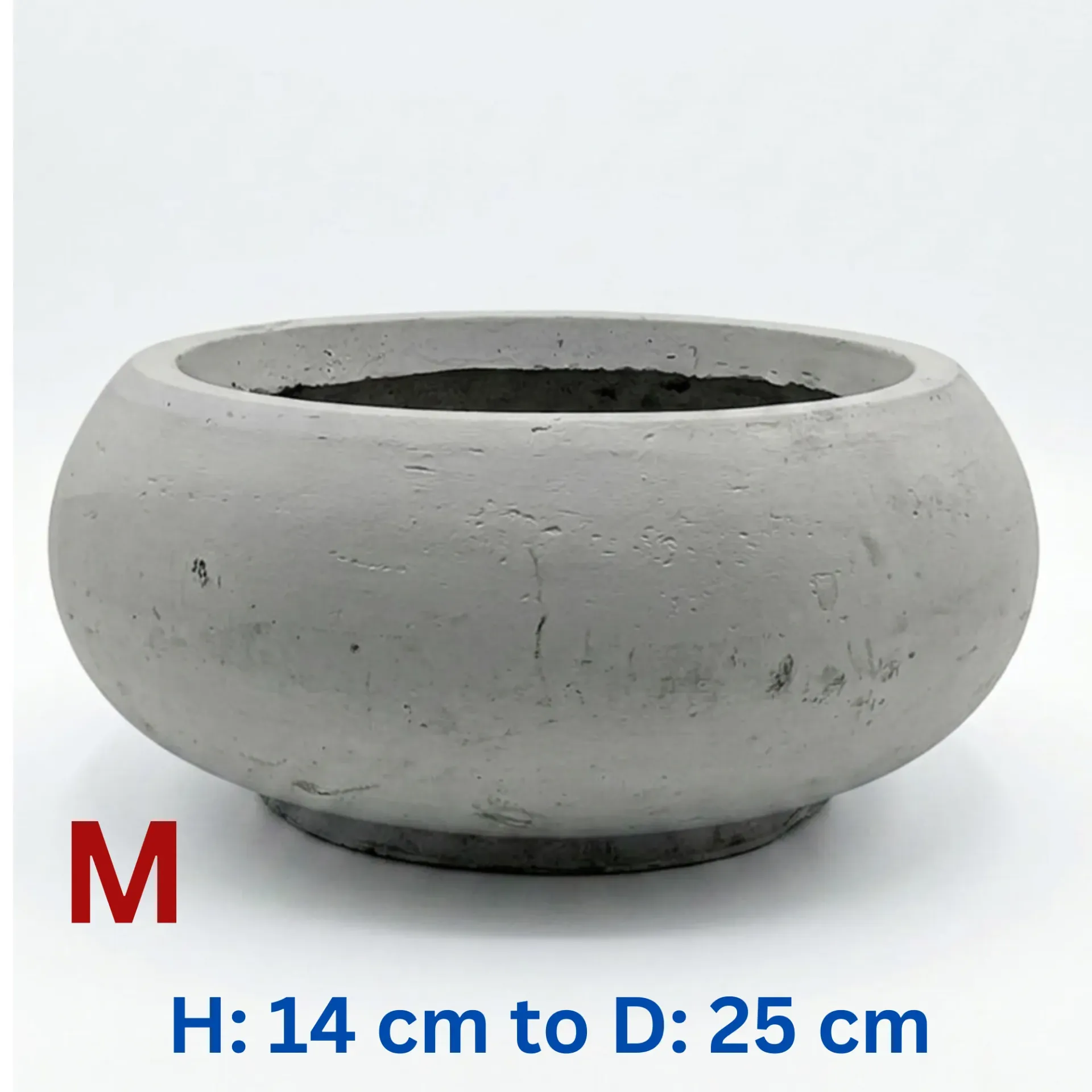 [PO-VR-MQ38919-S3-GY-S] Pistachio - Smooth Grey Fiber Clay Bowl Circular Pot - D: 25 cm H: 14 cm