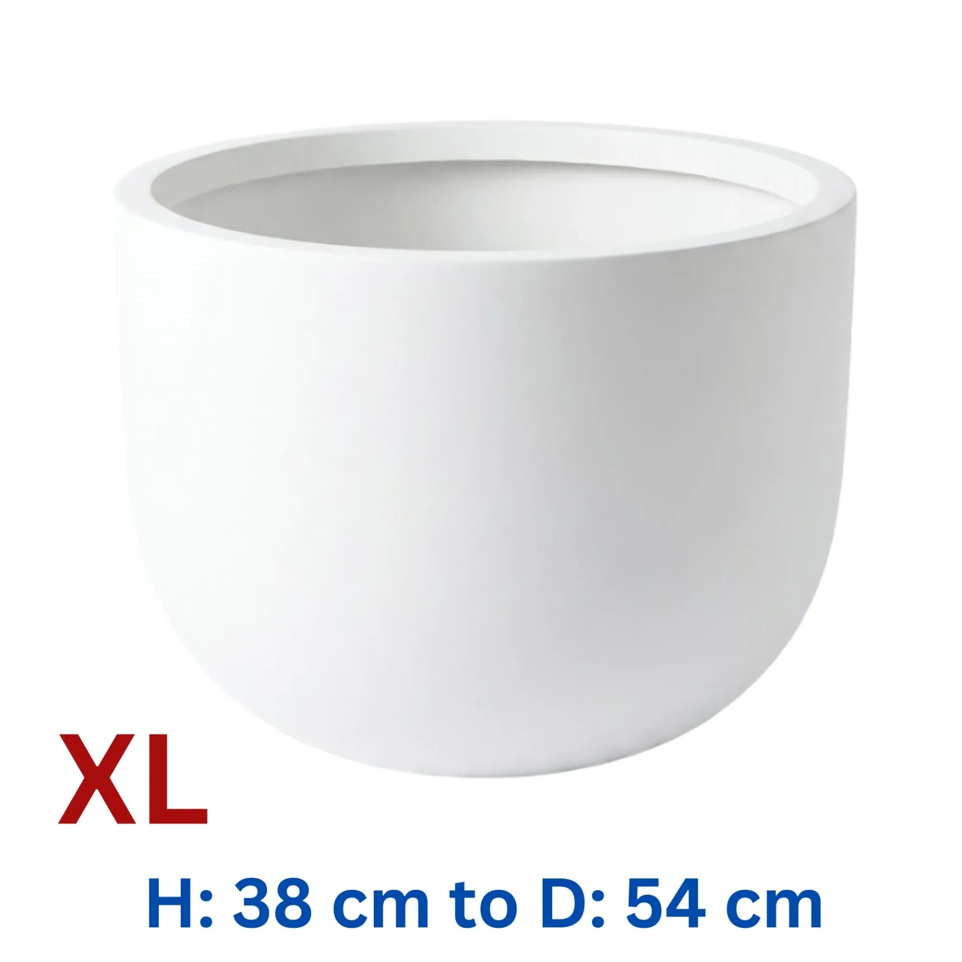 Titus - Smooth White Fiber Clay U Shape Circular Pot - D: 54 cm H: 38 cm