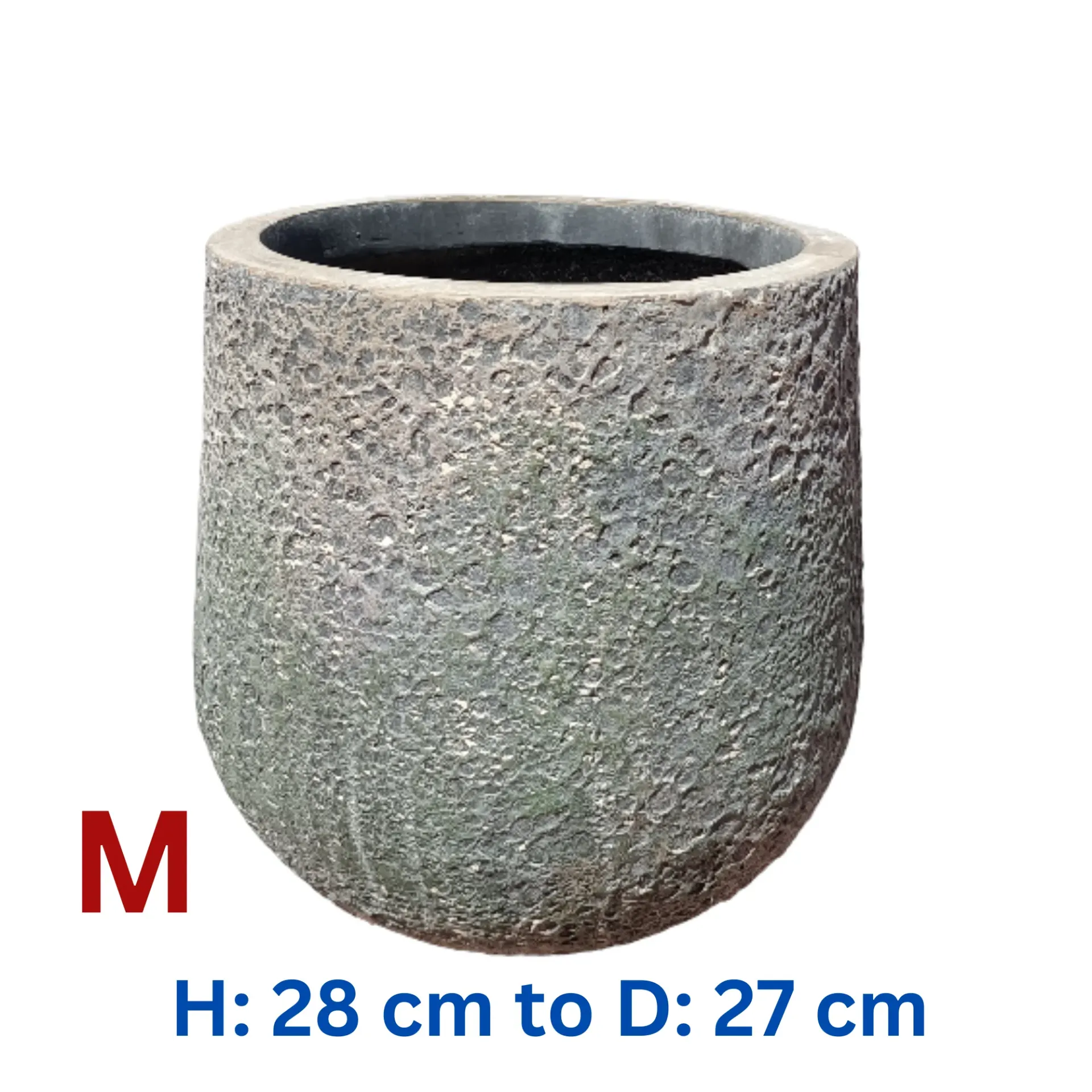 [PO-VR-PS19987-S4-TX-GY-M] Caspian - Texa Grey  Fiber Clay U Shape Circular Pot - D: 27 cm H: 28 cm