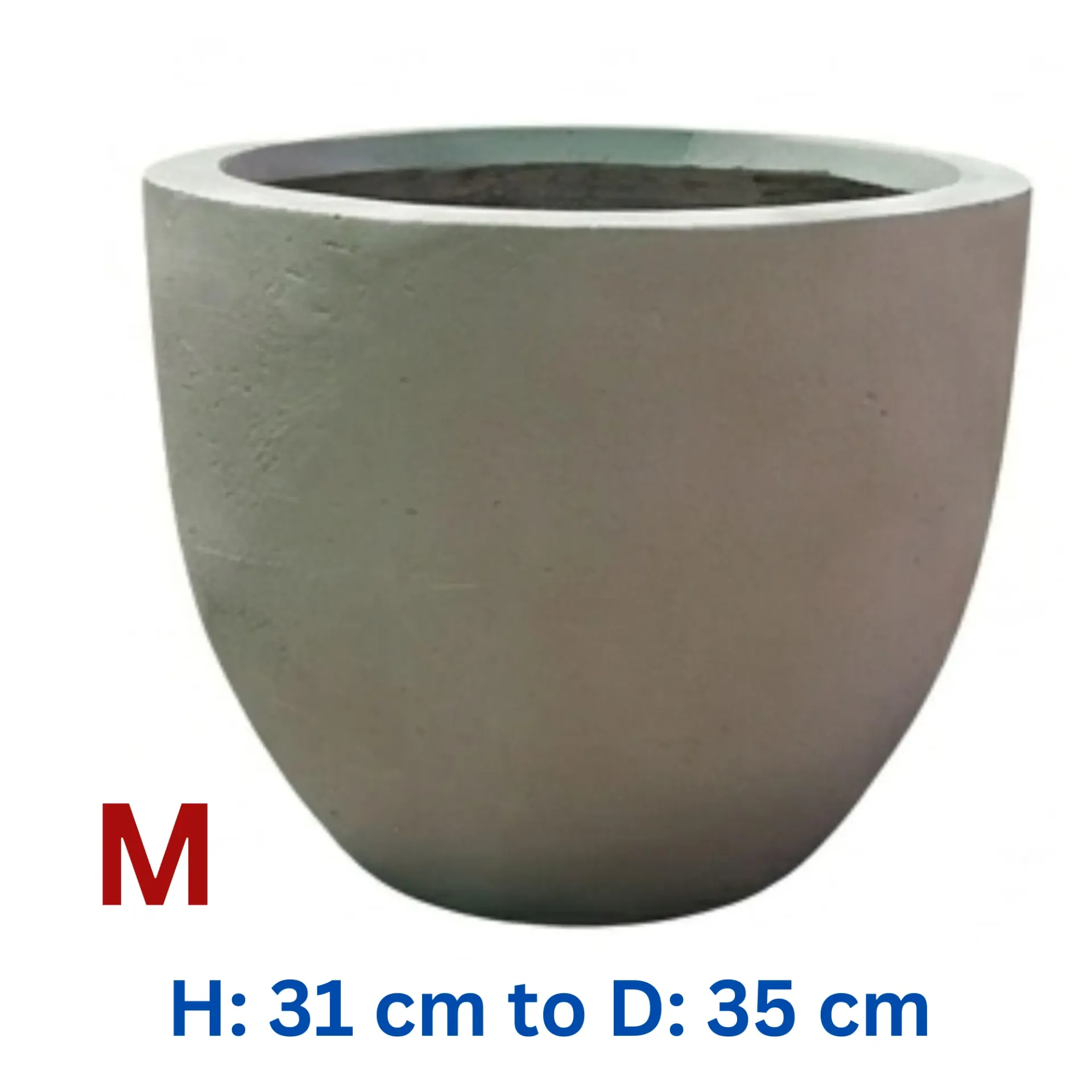 Mayfair - Smooth Grey - Fiber Clay Circular Pot - D: 35 cm H: 31 cm