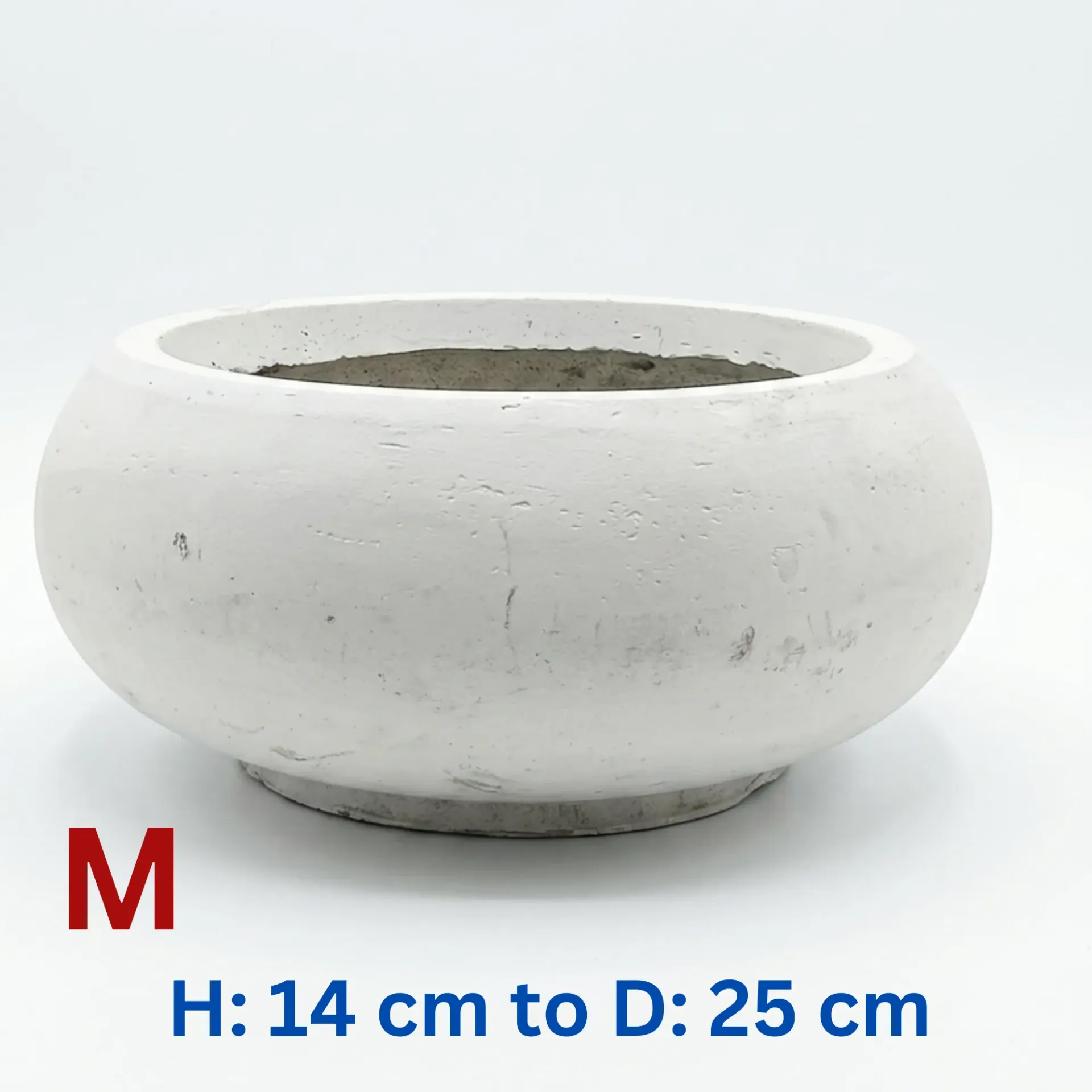 [PO-VR-MQ38919-S3-WE-S] Pistachio - Smooth White Fiber Clay Bowl Circular Pot - D: 25 cm H: 14 cm