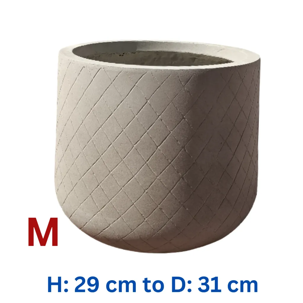 Kimchi - Grey Fiber Clay U Shape Circular Pot - D: 31 cm H: 29 cm