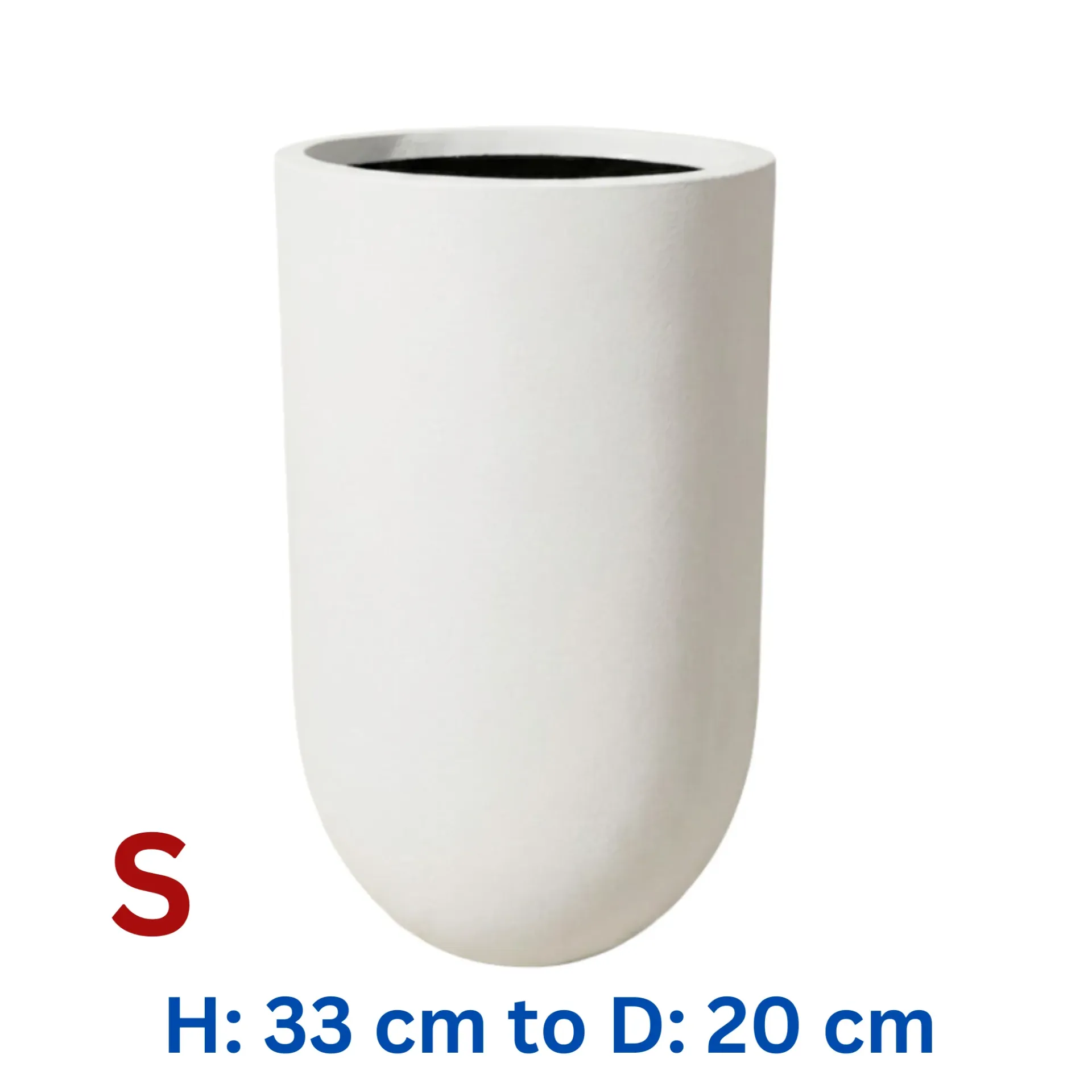 Antiope - Smooth White Fiber Clay Circular pot - H: 33 cm D: 20 cm