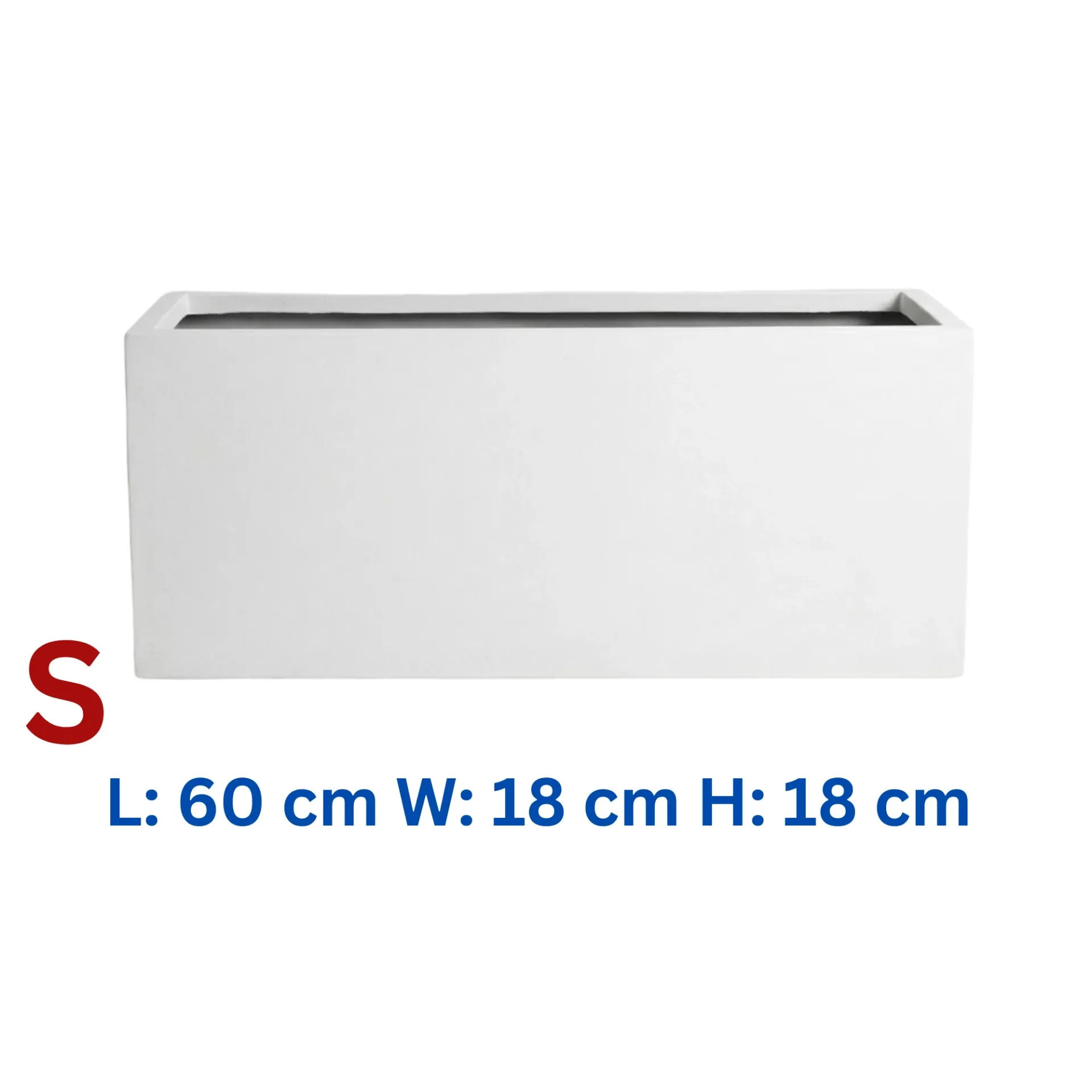 Darleen - Smooth White Fiber Clay Rectangular Planter - L: 60 cm W: 18 cm H: 18 cm