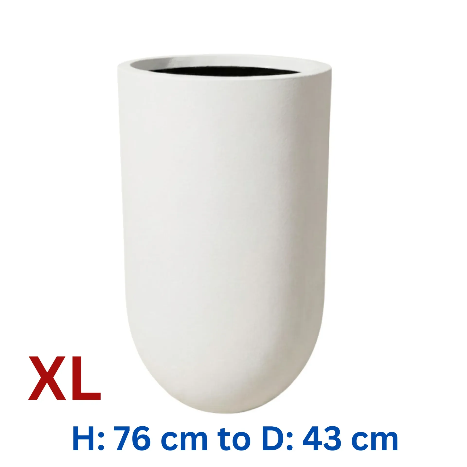 Antiope - Smooth White Fiber Clay Circular pot - H: 76 cm D: 43 cm