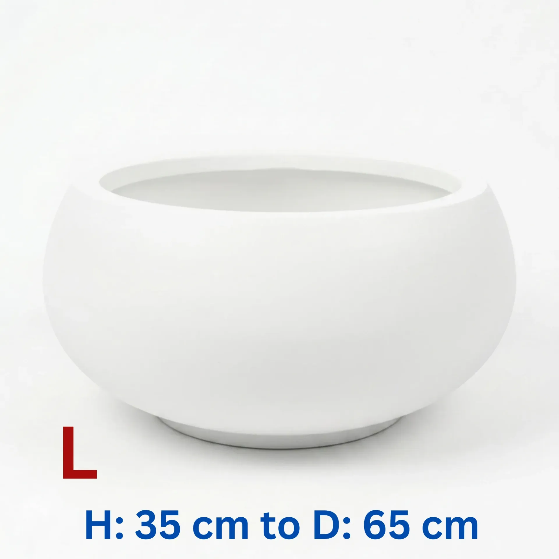 Tadeo - Bowl White Smooth Fiber Clay Cylinder Pot - H: 35 cm D: 65 cm