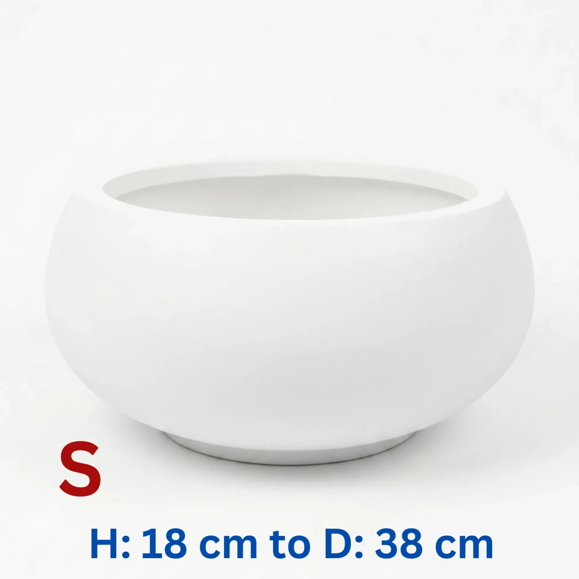 Tadeo - Bowl White Smooth Fiber Clay Cylinder Pot - H: 18 cm D: 38 cm