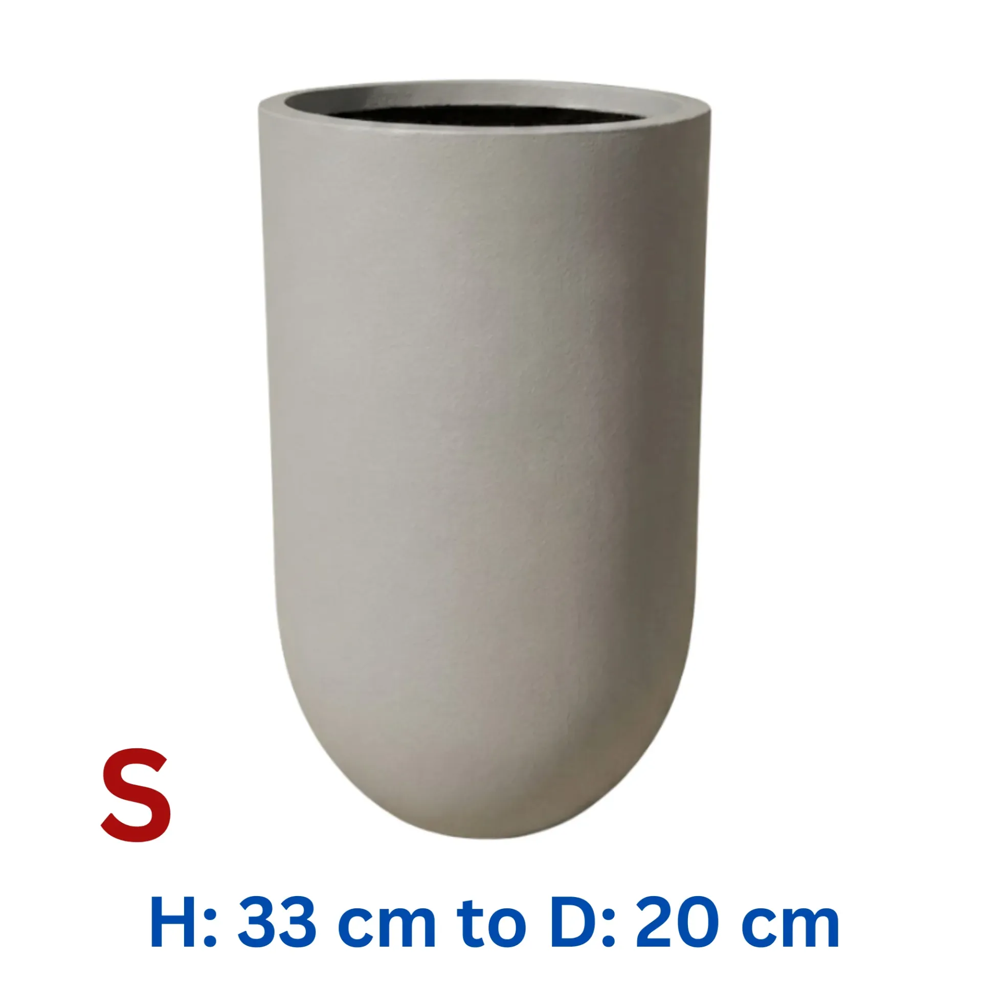 Antiope - Grey Smooth Fiber Clay Circular pot - H: 33 cm D: 20 cm