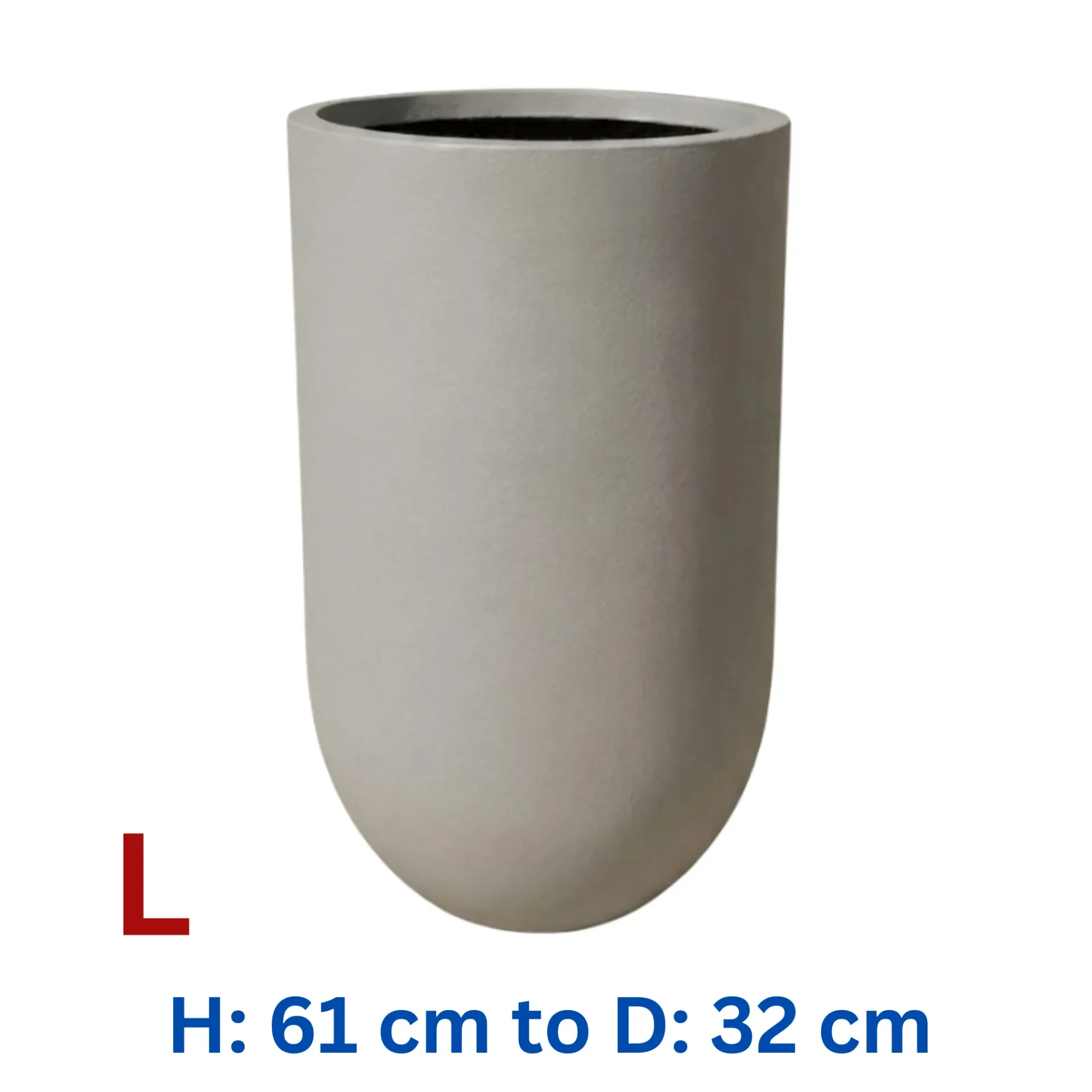 [PO-NEP-81991-S4-GY-L] Antiope - Grey Smooth Fiber Clay Circular pot - H: 61 cm D: 32 cm