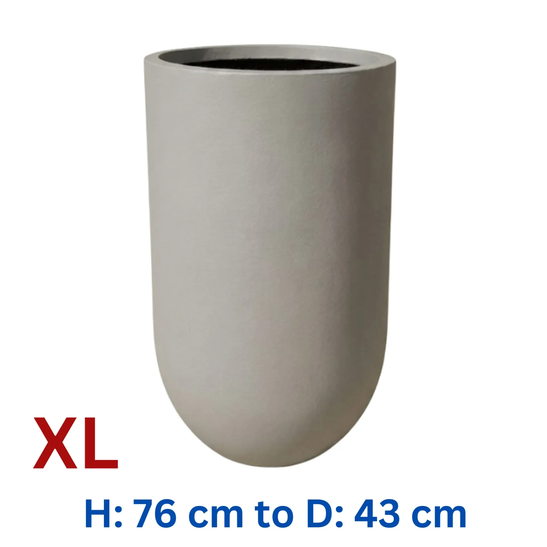 Antiope - Grey Smooth Fiber Clay Circular pot - H: 76 cm D: 43 cm