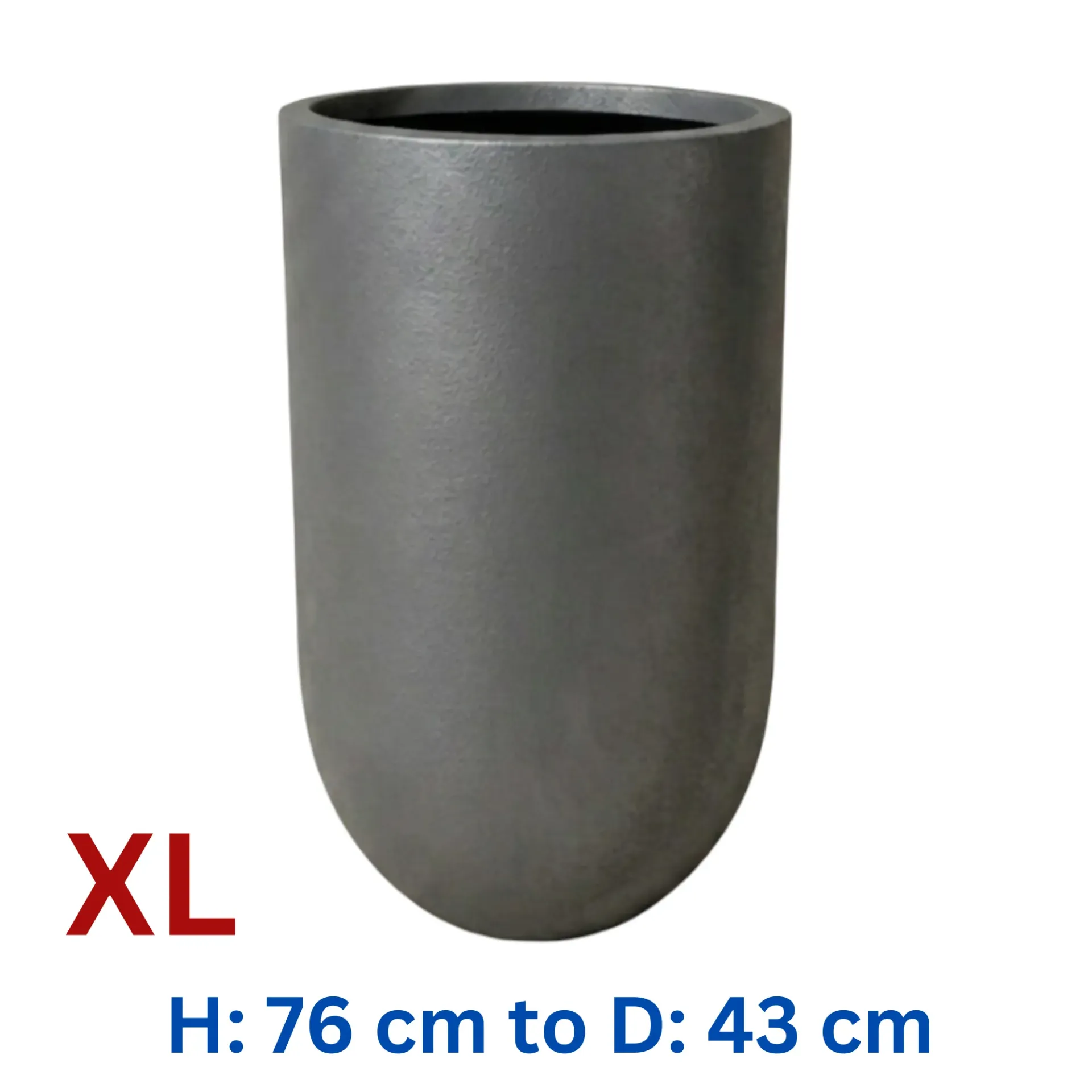 [PO-NEP-81991-S4-LGY-XL] Antiope - Lead Grey Smooth Fiber Clay Circular pot - H: 76 cm D: 43 cm