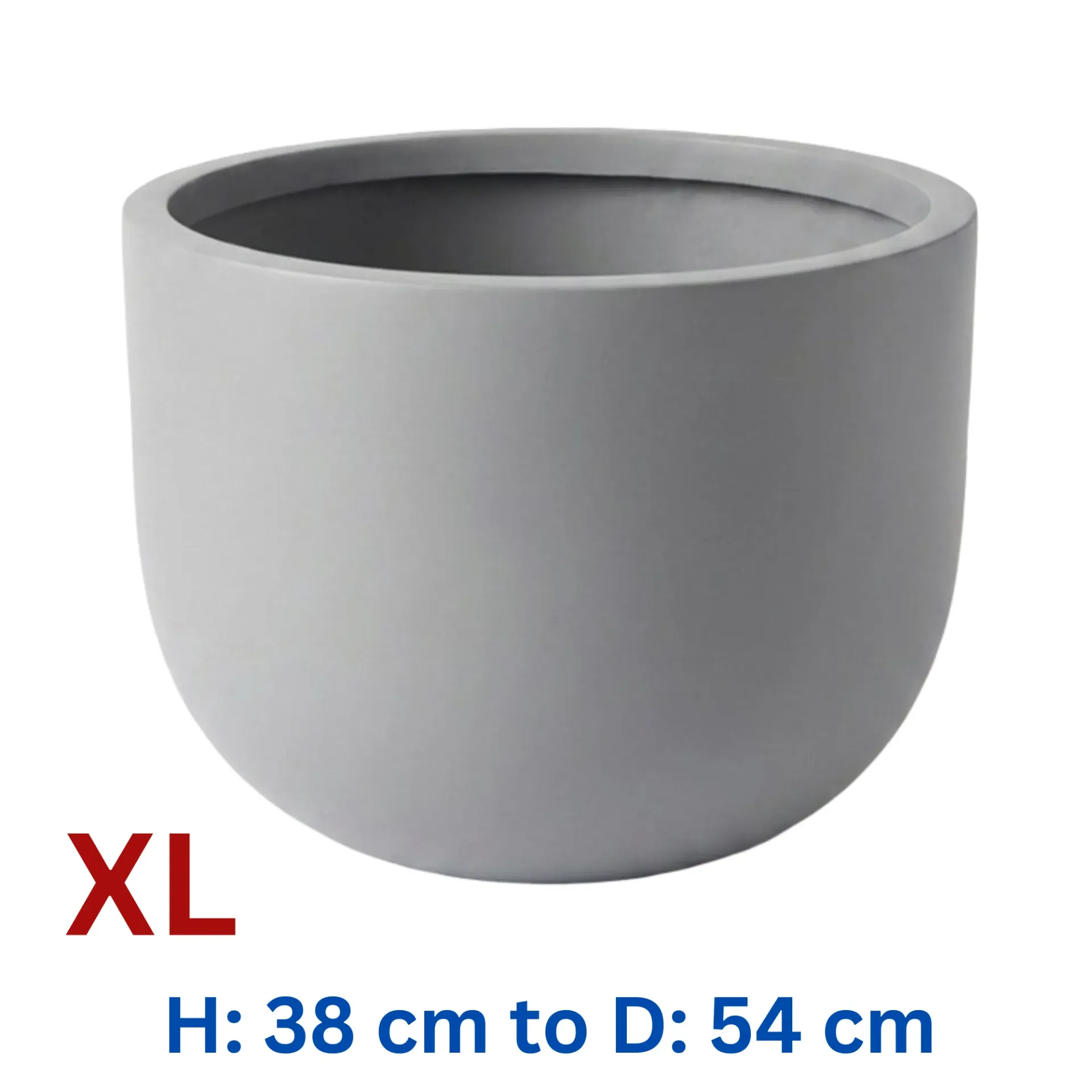 Titus - Grey Smooth Fiber Clay U Shape Circular Pot - D: 54 cm H: 38 cm