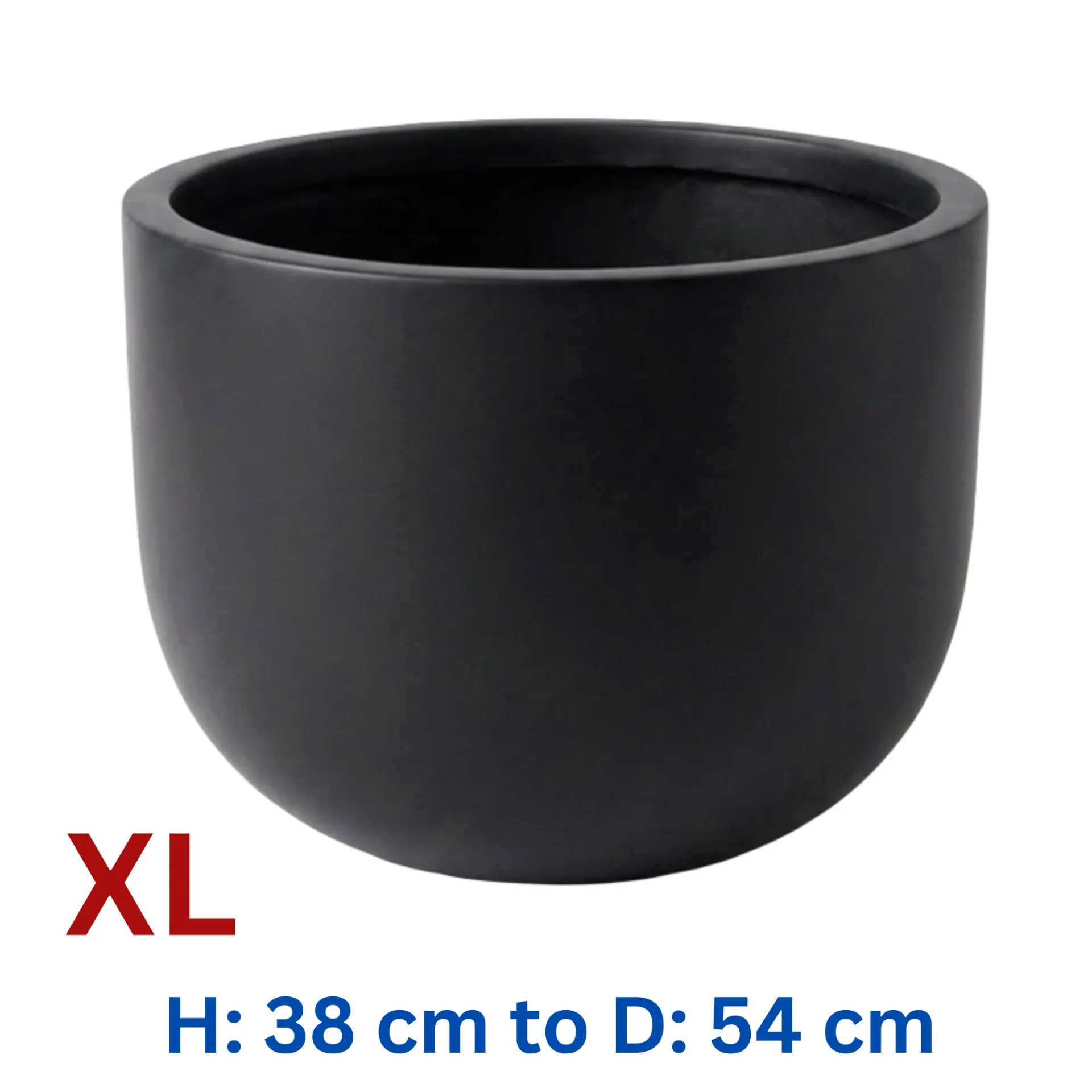 Titus - Lead Grey Smooth Fiber Clay U Shape Circular Pot - D: 54 cm H: 38 cm