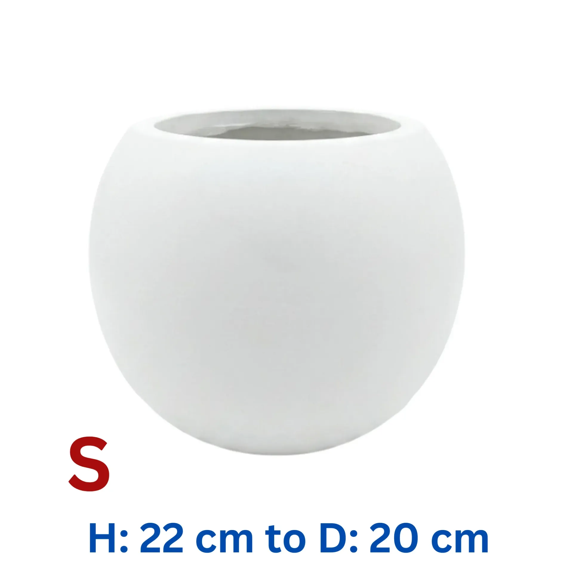[PO-CPF-010725-80-WE-S] Capain - White Smooth Fiber Clay Bowl Circular Por - H: 22 cm D: 20 cm