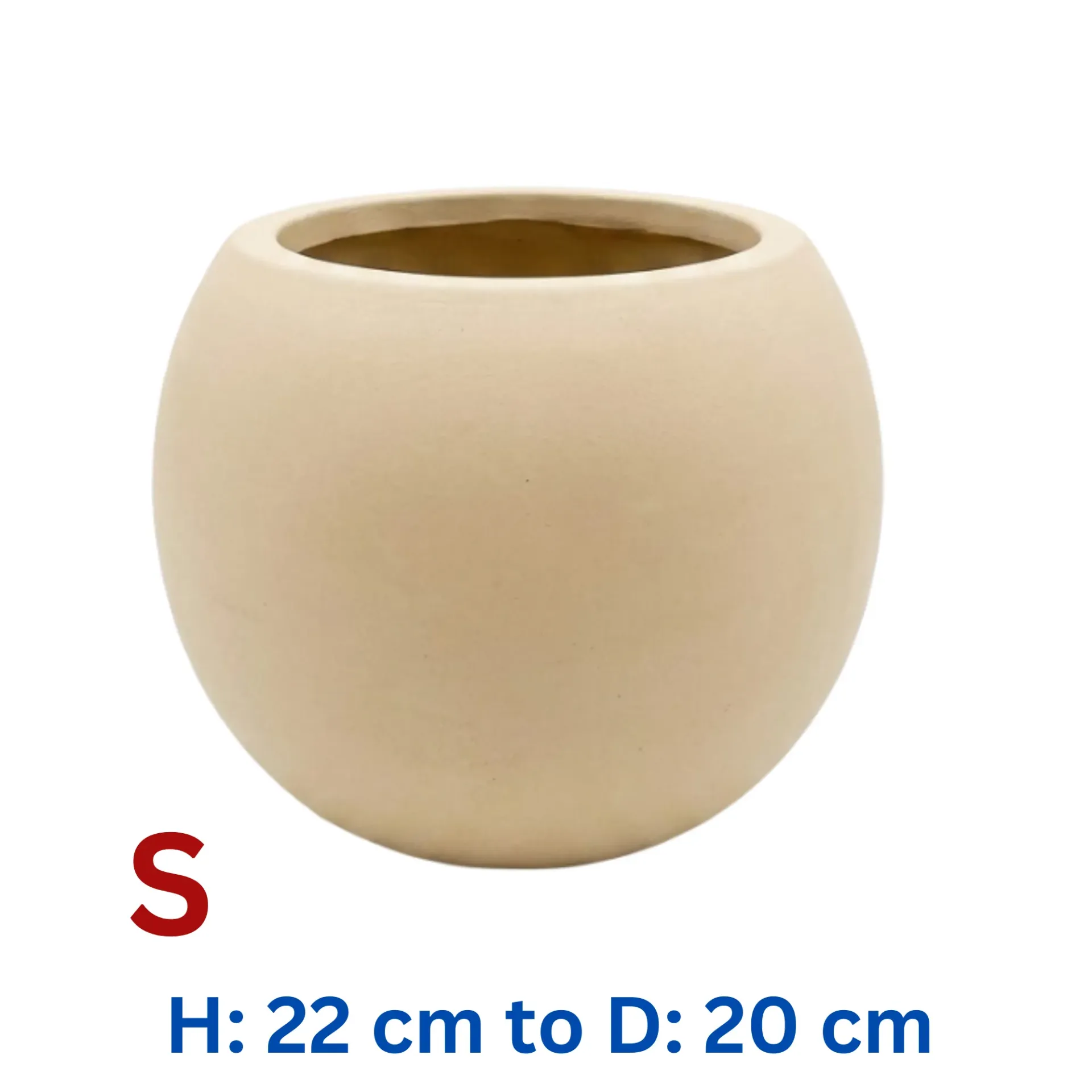 Capain - Beige Smooth Fiber Clay Bowl Circular Por - H: 22 cm D: 20 cm