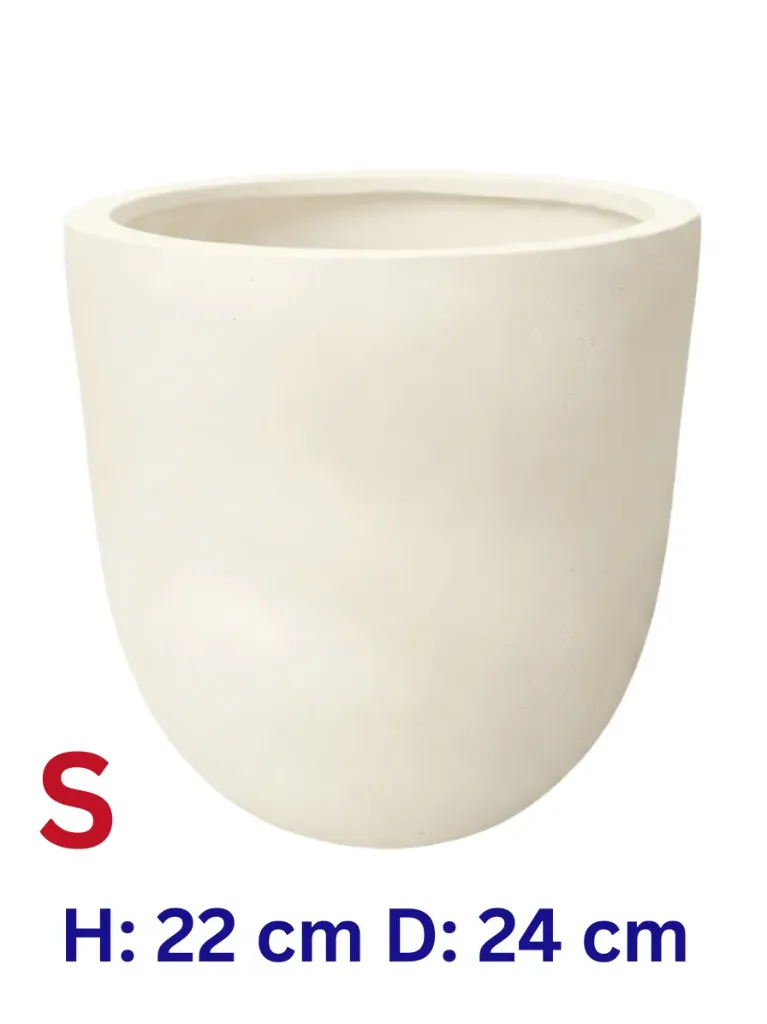 [OP-HC31202-S5-VR-BE-S] Jacob - Beige Smooth Fiber Clay U Shape Circular Pot - H: 20 cm D: 22 cm