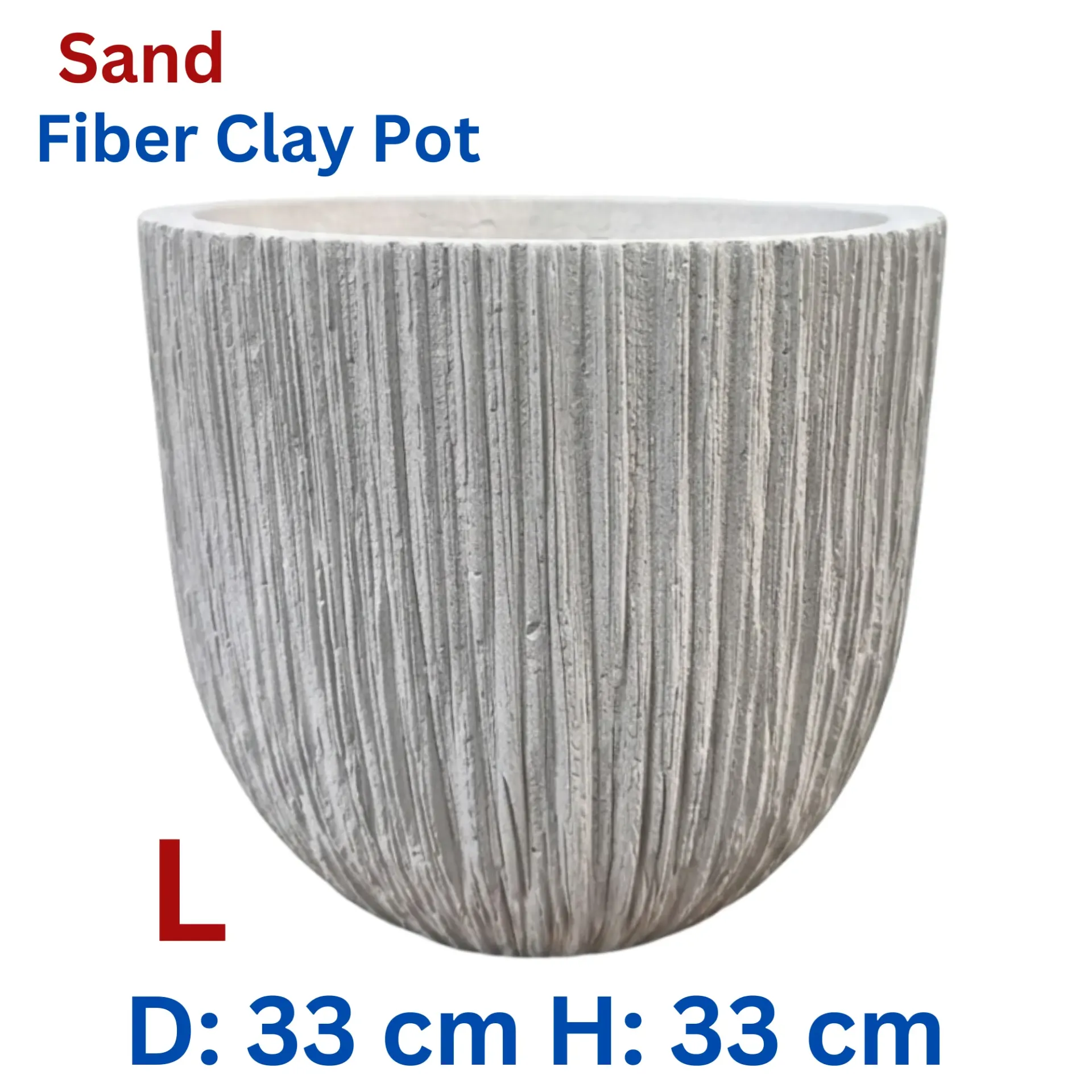 Urban - Beige Sand - Line Fiber Clay Circular Pot - H: 33 cm D: 33 cm