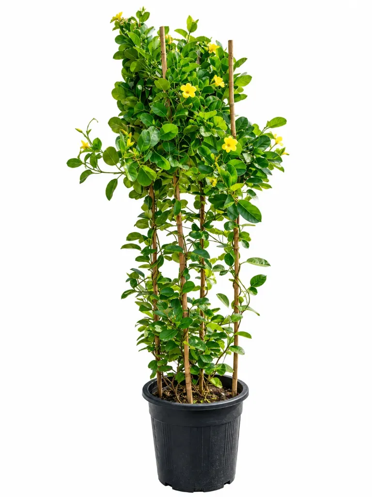 [OP-MAN-01L-4STICK- LOC] Yellow Mandevilla - Pentalinon luteum - OH: 100 cm to 120 cm - P: 30L - Full Sun Flowering Outdoor Plant